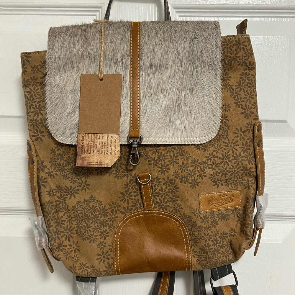 NWT Sixtease Up-cycled Canvas Backpack Purse
